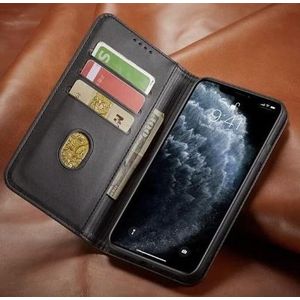 Magnetic Leather Flip Wallet Cover for itel A11  - Black - Shockproof, Kickstand, Card Slots, Magnetic Closure