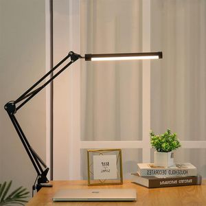 TodyJeyHo LED Desk Lamp with Clamp Black Swing Arm Adjustable Reading Light, 3 Light Colours Eye Protection USB Power for Study Office Bedside Architect