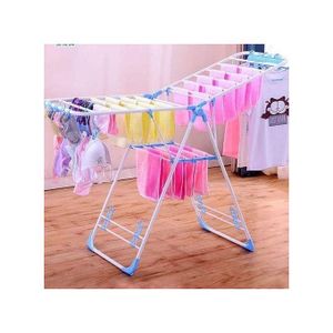 Foldable Portable Clothes Drying Rack - Pink/Blue, PVC Metallic, Space-Saving Design, 3x3x2 ft