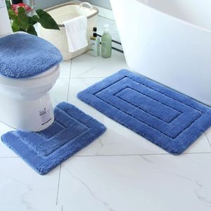 3Pcs Bathroom Mats Set Bathroom Rug Soft Comfortable Water Absorption Non-Slip Machine Washable Shower Rug Floor Mat Pad Toilet Mat Toilet Seat Cover Toilet Carpet Bathroom Carpet