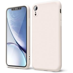 Soft Flexible Silicone Case for Apple iPhone XR, Shockproof Anti-Scratch Slim TPU Protective Back Cover (Beige)