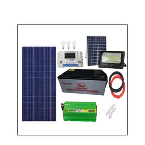 Sunlight Solar 200Watts Solar panel all weather +100ah solar battery +600 Watts solar power imnverter +20ah solar charge controller +3 Dc bulb +Extension +5m red,5m black cable+ Free 200 Watts solar flood light 