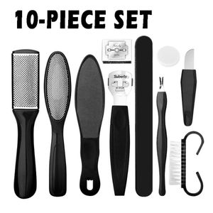 10pc Pedicure Set Foot Care Kit Peeling Exfoliating Calluses Scrubbing Brush Stainless Steel Double-Sided Pedal Stone for Smooth Soft Feet at Home and Salon Use