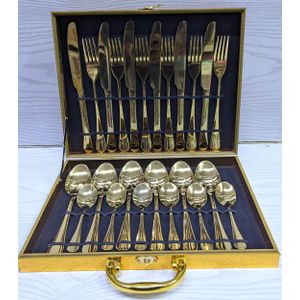 High quality 24pcs gold cutlery set with briefcase 