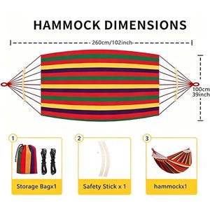 (260 x 100 cm) Thickened & Enlarged Hammock Outdoor thickened hanging chair Anti-rollover, Portable Camping Tree Tent 