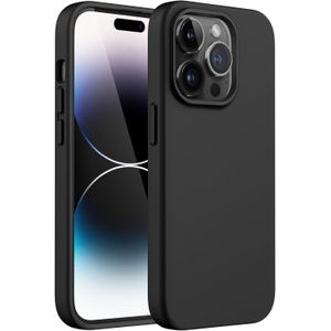 iPhone 15 Pro Phone Case, Black Slim Liquid Silicone 3 Layers Full Covered Soft Gel Rubber Protective Cover for Second Device