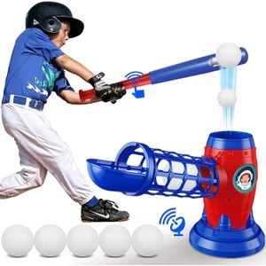 Kids Pitching Machine Set Baseball Launcher Machine Set Toy Baseball Pitching Training Plastic Baseball Bat Toys