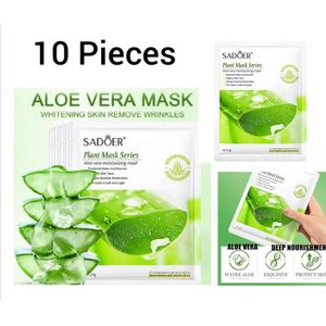 SADOER Nourishing 10 Pieces Face Hydrating and Moisturizing Aloe Vera Facial sheet Mask Anti Wrinkles anti Aging 