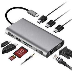 Usb Power 10 In 1 Type-C Multi-Function Docking Station PD Fast Charging HUB