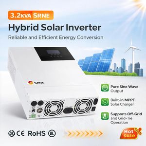 SRNE 3.2kVA Hybrid Solar Inverter 24V with MPPT Controller  Pure Sine Wave  Off-Grid & Grid Backup