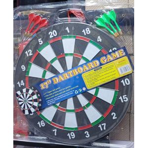 17" Professional Double-Sided Dartboard Game Set - Two Games in One with 6 Brass Tipped Darts - Indoor Strategy Sport for