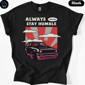 Cotton Always Stay Humble T-Shirt – Vintage VW GT Golf Retro BLACK
