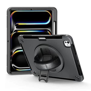 Back case cover with hand strap, rotating stand and front screen protector for ipad Air 5thgeneration 