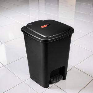 30 Litres Black Hard Plastic Odor Seal Lip Easy-Lift Lid Step Pedal Garbage Waste Dust Bin