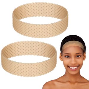 2 Pieces Silicone Wig Grip Band Adjustable Silicone Wig Headband Non Slip Strong Holder for Men Women Sports Yoga(Light Brown)