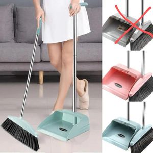 2-in-1 Flexible Broom & Dustpan Set – Convenient Cleaning Tool (Green & Grey)