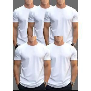 5 Pack White T-shirts/Unisex Round Neck Quality Solid T-Shirt