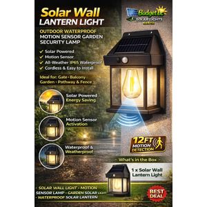 Solar Wall Lantern Light Outdoor Motion Sensor Waterproof Garden Tungsten Security Lamp