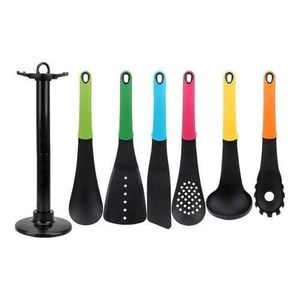 6 Pcs Silicon Non-Stick Serving Spoon Set + Stand