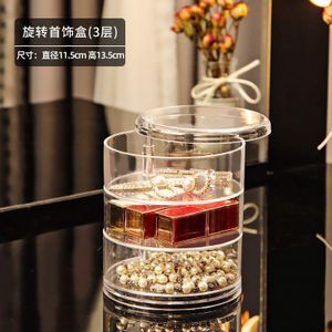 Acrylic  Rotating Organiser Case,Cosmetics Jewellery Storage Box with Lids for Rings, Earring, Necklaces,Bracelet,Hair Accessories