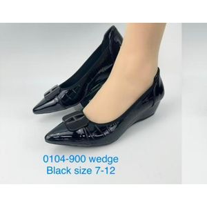 Three show Women’s Black Pointed Toe Wedge Shoes