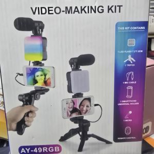 Ay49 RGB Professional Content Creation Kit RGB Fill Light Mic Tripod Stand for Smartphone Vlog