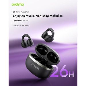 Oraimo  Open ear Heavy bass earpods with earbud wireless with noise cancellation function and many hours talk/music time_Black