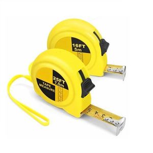 Compact Heavy Duty Tape Measure with Lock Button, Durable Case, Wrist Strap Accurate & Easy Read Markings