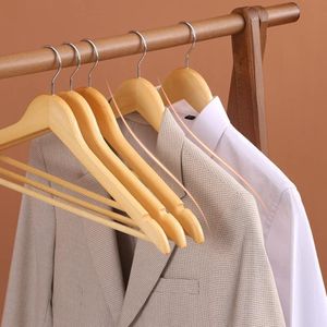 Brown 10 pieces Quality Wooden Hangers - Slightly Curved Hanger Set - Solid Wood Coat Hangers 