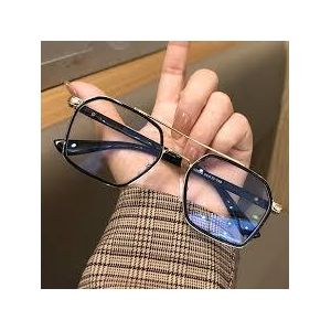 Blue Light Photochromic Glasses – Square Metal Frame UV Reactive Computer Eyewear for Men & Women
