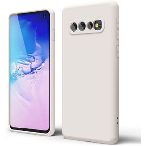 Soft Silicone Slim Fit Cover Anti-Scratch Shockproof Case for Samsung Galaxy S10 - Beige Nude