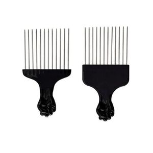 2 Pack Metal Hair Pick for Afro Hair, Hair Pick Afro Comb for Curly Hair, Afro Picks for Women/Men Hair Styling Hairdressing Tool