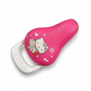 Hello Kitty Pink White Kids Bicycle Saddle, Compact Soft Padded Children Bike Seat, Lightweight Durable Replacement Saddle for Girls Bikes, Comfortable Easy Clean Kids Cycling Seat