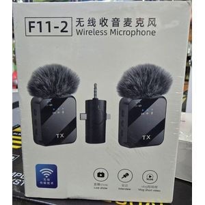 Mini Clip-On Dual F11-2 Wireless Lavalier Microphone For YouTube TikTok Instagram Videos