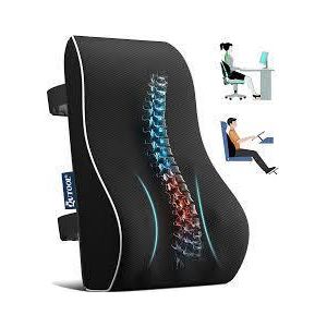 Lumbar Support Pillow for Office Chair - Memory Foam Lumbar Pillow for Car, Gaming Seat with Mesh Cover - Lower Back Support for Office Chair for All Day Sitting - Pain Relief Back Pillow