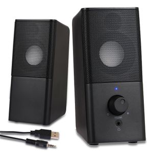 General H21 Classic Usb Computer Speakers - Stereo Sound For Pc/Laptop, 3.5mm Aux, Black