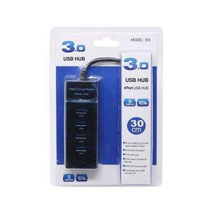 portable 4 Port USB 3.0 HUB Extender Adapter For Laptop notebook PC - black