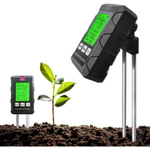 Soil pH Tester, 6 in 1 Soil Tester with Backlit LCD Display, Including pH/Temperature/Humidity/Light Test Gardening Tool Soil Meter for Plant Care for Garden, Lawn, Farm, Greenhouse