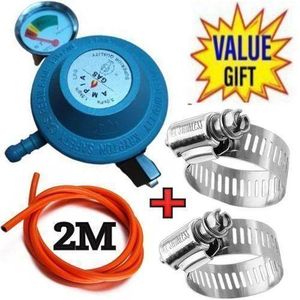 Ampia BEST & STANDARDIZED BRAND GAS REGULATOR 13KG CYLINDER GAUGE // 13Kg Gas Cylinder Regulator With Level Gauge,Clips And 2M Pipe // Gas Regulator With A Meter Gauge+ 2M Hosepipe+Clips