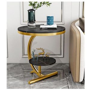 Modern 2-Tier Side Table with Gold Frame – Bedside & Living Room Table