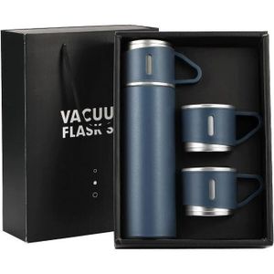500Ml Bullet Thermos Bottle 2-Layer Vacuum Flask Gift Set, Stainless Steel Thermo 500ml/16.9oz Vacuum Insulated Bottle with Cup for Coffee Hot drink and Cold drink water flask