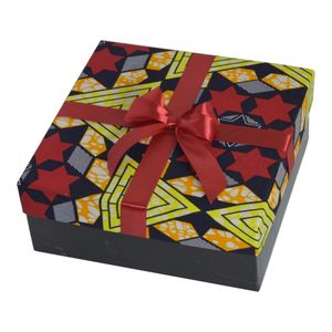 Ankara Bottom Top Gift packaging Gift Box with Shredded Paper 9inch Square