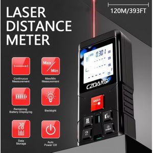 Laser Distance Meter 120M,Battery Operated Electronic Ruler with LCD Backlight, Digital Handheld Angle Rangefinder,M/Inch/Ft Unit Switching - for Construction & Home Renovation