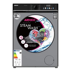 Armco 12KG Direct Drive Front Load Washing Machine 15 PROGRAMS, TOUCH PANEL, DIGITAL , STEAM ASSIST, TWIN-JET, DARK GREY BODY COLOUR, PC COVER DOOR GLASS, CHROME DOOR & KNOB MATERIAL, STAINLESS STEEL DRUM.