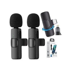 K9 Dual Wireless Microphone For USB-C Phone/ IPhone Wireless For Recording Vlog 2 Mic + 1 Rec Lavalier