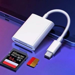 Lecteur De Carte Mémoire IPhone,adaptateur Double Fente Pour Carte TF/SD 2 En 1-Blanc