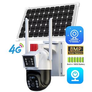 4K 4G simcard dual lens color night vision PIR detect IP solar surveillance CCTV PTZ camera 