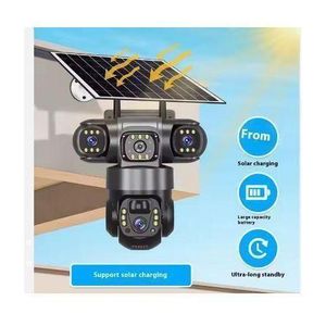 Solar Light V380 Pro 3 Lens 3 Views Wireless wifi Cctv Camera 4G Security Camera PIR Humanoid Detection Solar Power PTZ Night Vision Zoom Camera