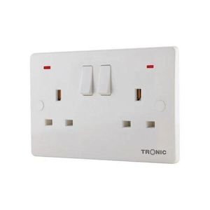 13A Double Switched Socket with Shutter – White