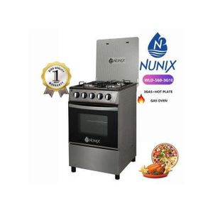 Nunix  Cooker 50*55cm, 3 Gas + 1 Hotplate Electric Oven Gas Oven - Silver